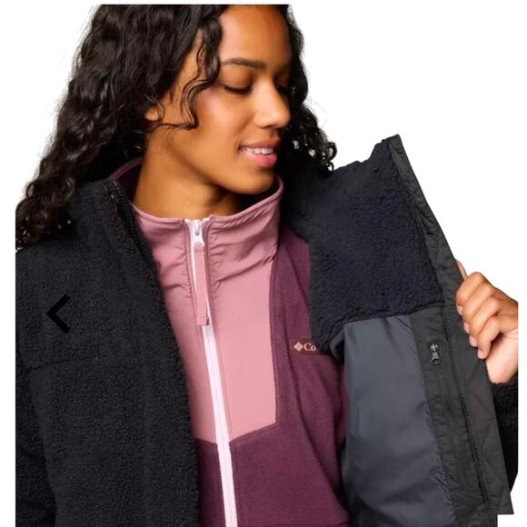 COLUMBIA Women's Ruby Falls™ Novelty Jacket BLACK SHERPA NWT SIZE XL - Picture 3 of 12